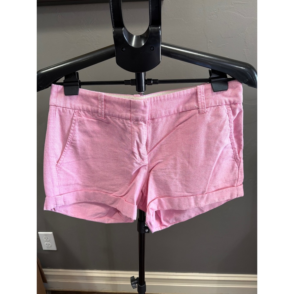 J.Crew City Fit Pink Oxford Cuffed Shorts Womens Size 2 Tailored Summer Casual